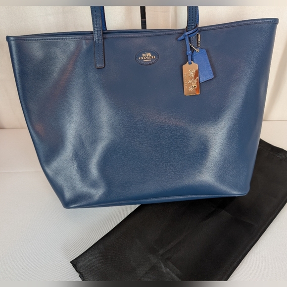 Coach Blue Large City Tote Bag With 2 Hang Tags - Picture 3 of 15